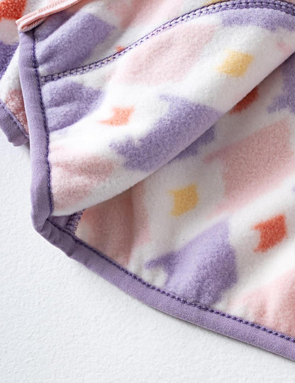Kids Printed Polar Fleece Jacket Toddler Baby Boys Girls Autumn Winter Warm Sherpa Lining Outerwear Soft Lightweight