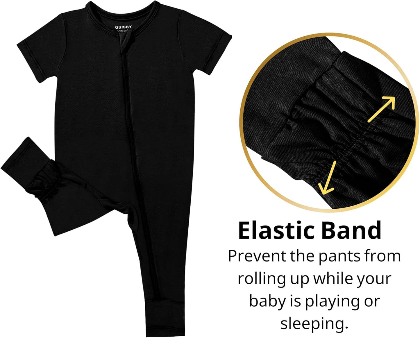 GUISBY Rayon Made from Bamboo Baby Pajamas, Summer Short Sleeve Footless Rompers, 2 Way Zipper Sleeper