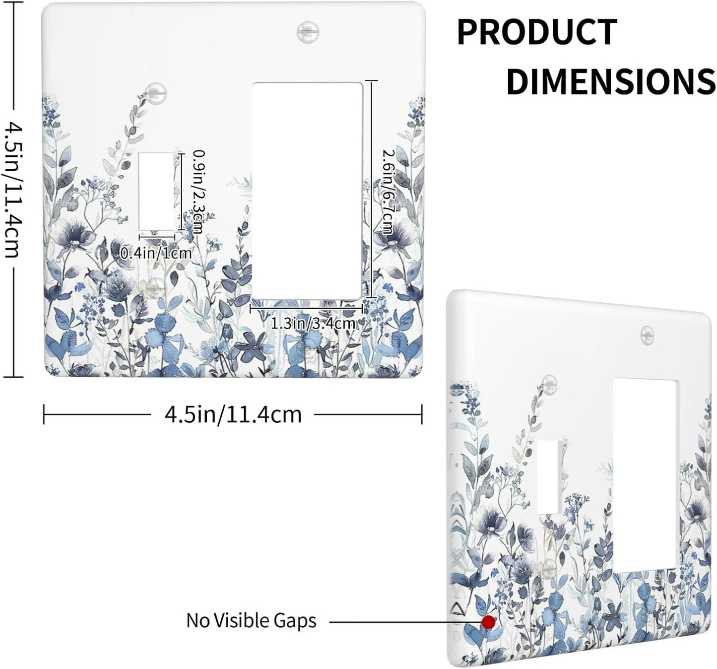 Outlet Covers Light Blue Watercolor Leaves Plant With Floral 1 Toggle 1 Rocker Combination Decorative Wall Plate Electrical Switch Plates Light Switch Cover Plate for Bedroom Bathroom Decor