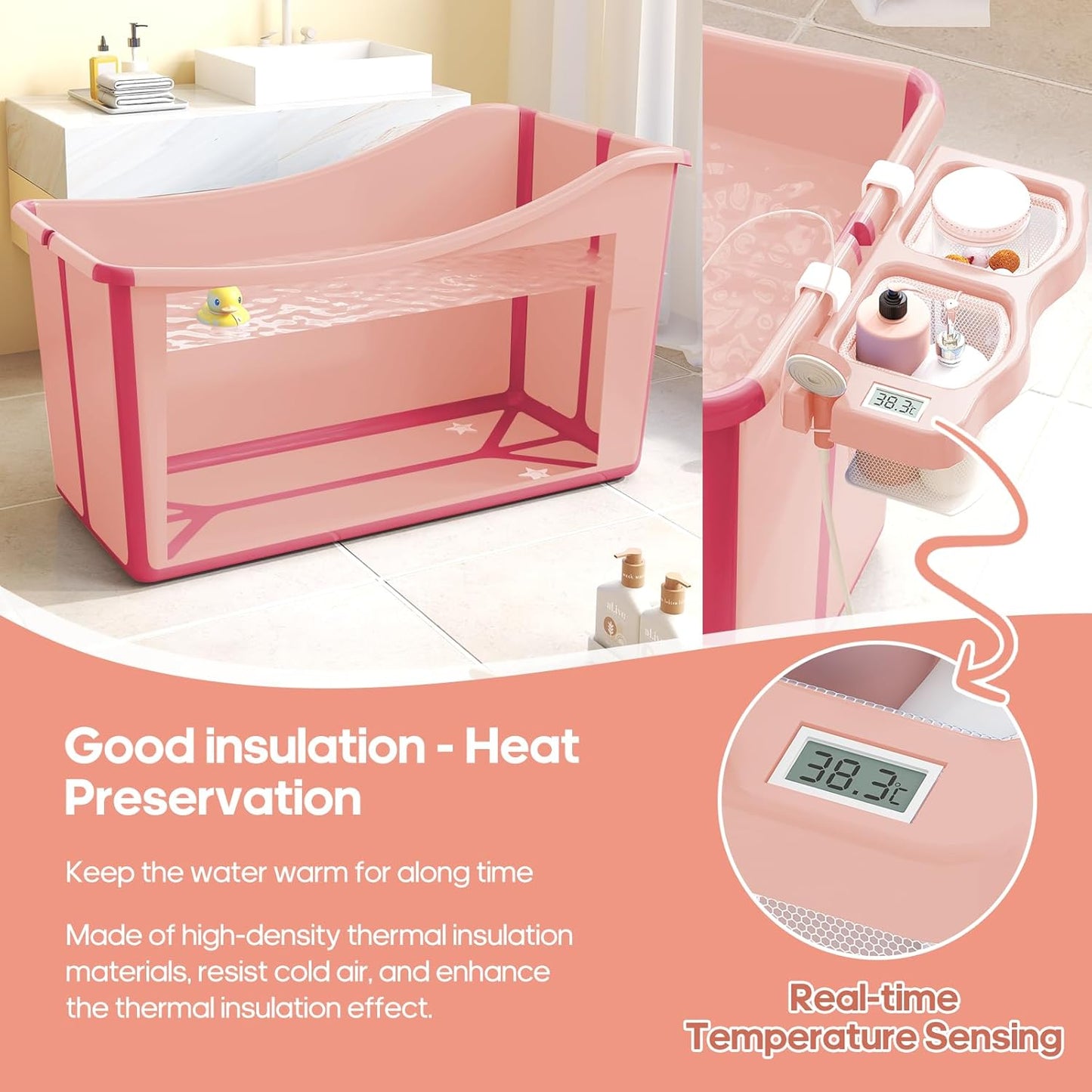 Collapsible Baby Bathtub Foldable Bathtub for Toddler Portable Large Foldable Bath Tub Bathtub for