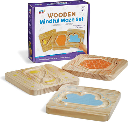 hand2mind Wooden Mindful Maze Set, Tactile Sensory Toys for Toddlers, Anxiety Relief Items, Calm Down Corner Supplies, Emotional Regulation Tools for Kids, Play Therapy Toys, Mindfulness Gifts