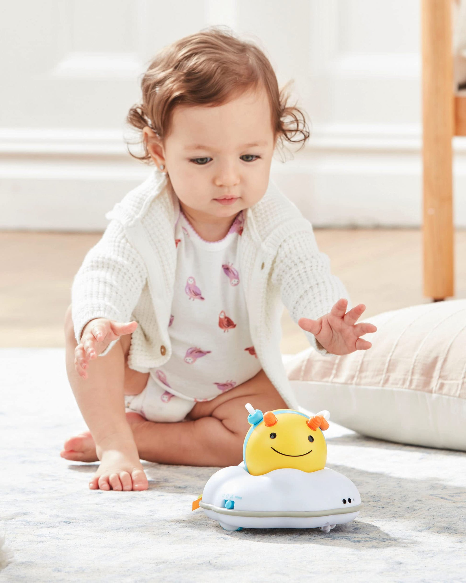 Skip Hop Baby Follow-Me Bee Tummy Time Crawl Toy 3-Stage Infant Sensory Development with Lights