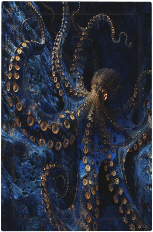 Decorative Switch Covers Plate Horror Night Blue Ocean Evil Octopus 1 Gang No Device Single Blank Outlet Covers Wall Plate Cover Light Switch Plate Electrical Faceplate for Bathroom Decor