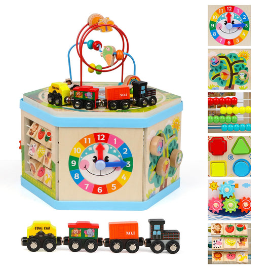 Wooden Activity Cube 9-in-1 Montessori Toys for 1+ Year Old Boys Girls Educational Learning Toys