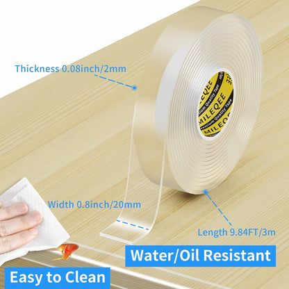 2Pack Clear Edge Protector Strip, 0.8in x 9.84FT(19.68FT Total), Sharp Edge Wrap Cover Tape, Self Adhesive Protective Bumper Guards for Cabinet Door Desk Glass Table Furniture, Kitchen Countertop
