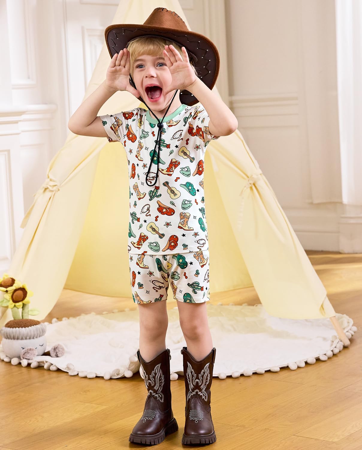 Bamboo Viscose Toddler Animal Pajamas Boys Girls Kids Cool Short Summer 12M-8Y Snug fit Pjs Set 2pcs