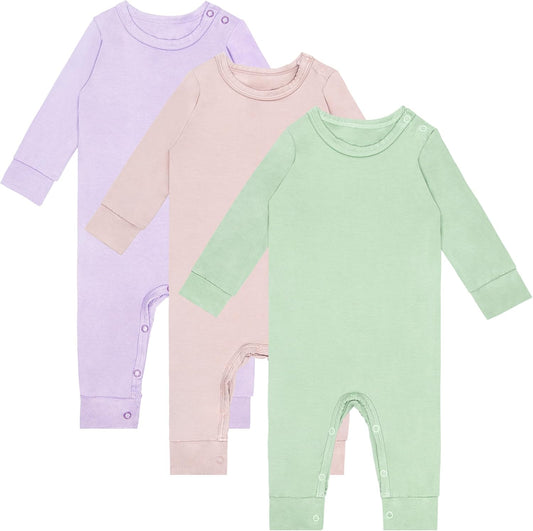 GUISBY Rayon Baby Pajamas, Long Sleeve with Snap Closure Pajamas Sleepers