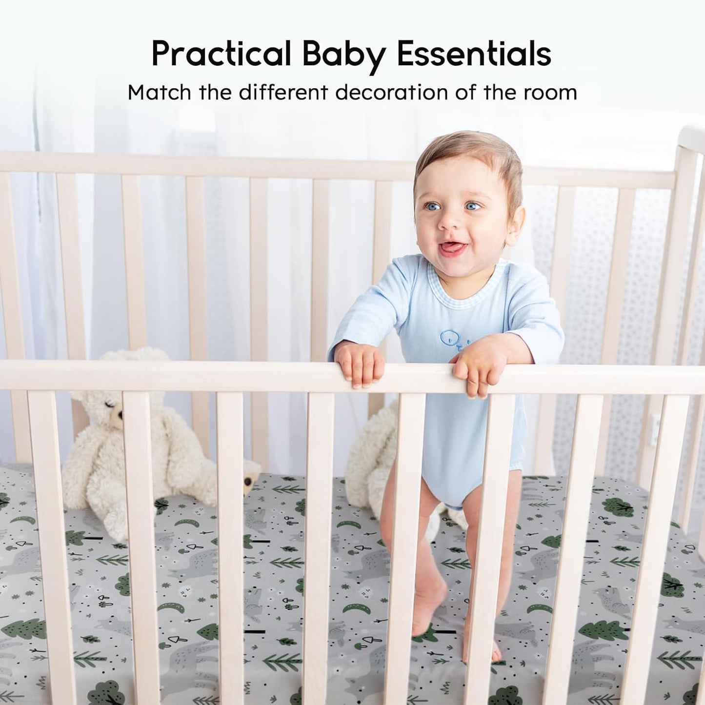 Yoofoss Baby Crib Sheets for Boys Girls, Fitted Crib Sheet 2 Pack for Standard Crib and Toddler
