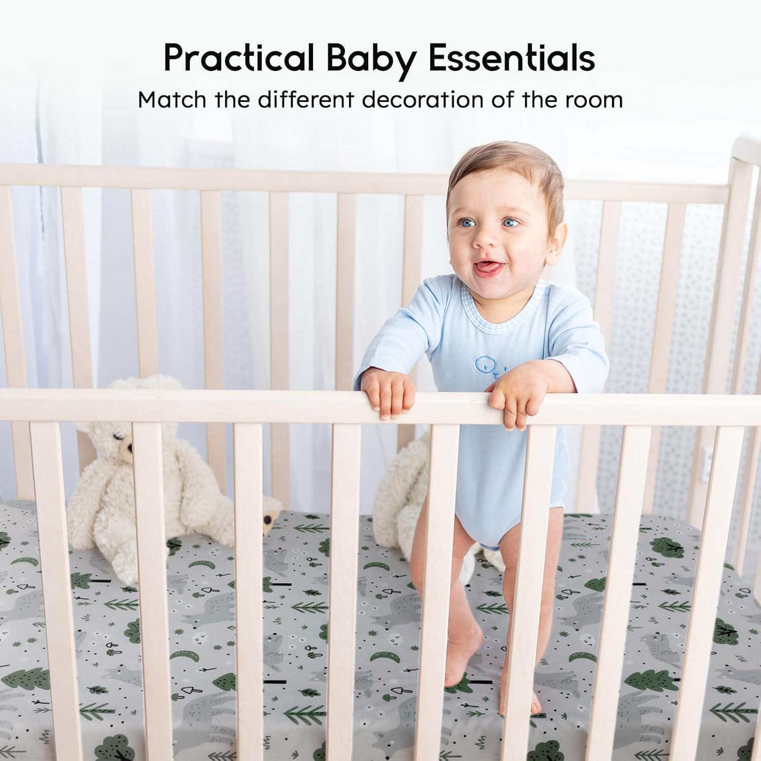Yoofoss Baby Crib Sheets for Boys Girls, Fitted Crib Sheet 2 Pack for Standard Crib and Toddler