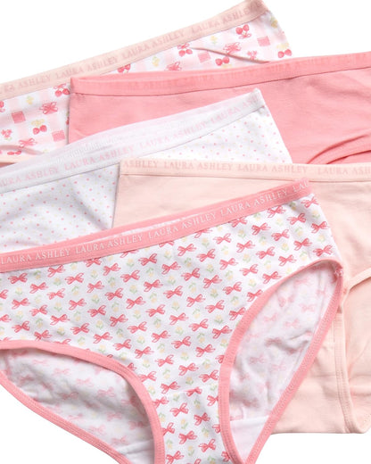 Laura Ashley Girls Underwear - 5 Pack Soft Stretch Breathable Panties for Girls - Lightweight Cotton Panties (Size: 4-12)