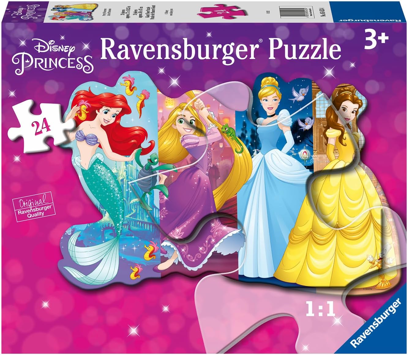 Ravensburger - Disney Pretty Princesses - 24 Piece Jigsaw Floor Puzzle - Belle, Cinderella, Ariel and Rapunzel in Bold, Bright Colors - Premium Quality - Ideal Gift - Screen-Free Fun - Children Age 3+
