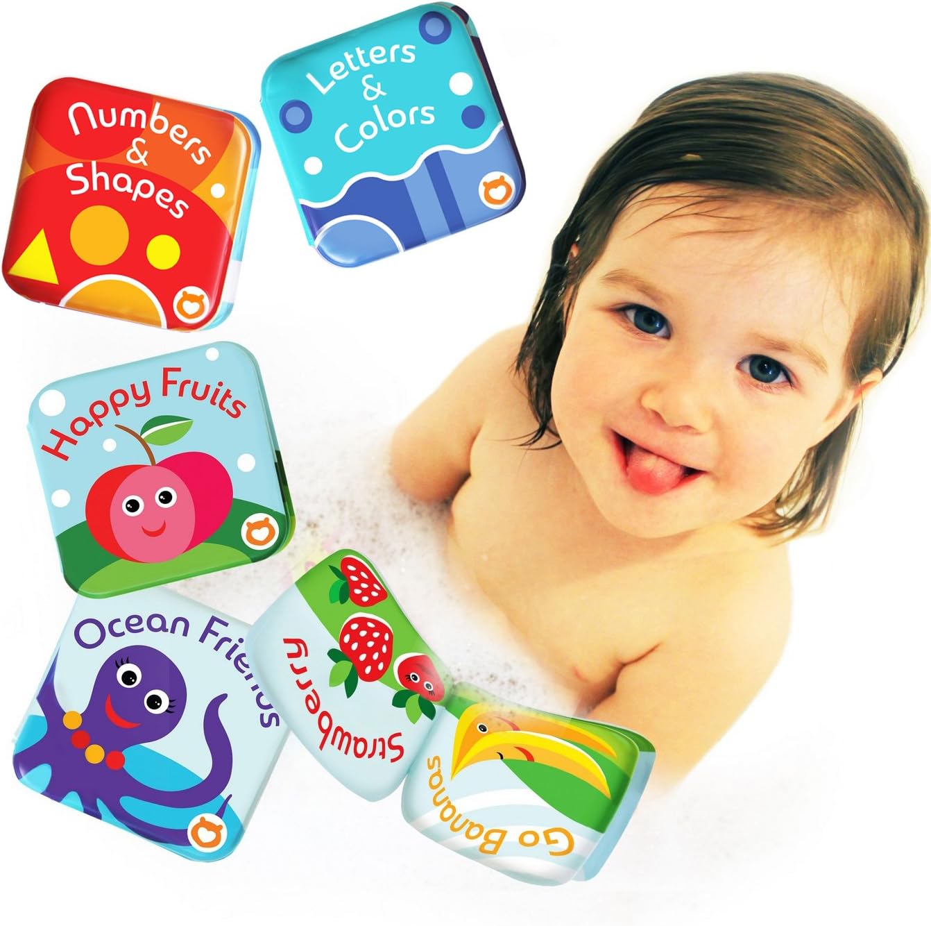 Floating Baby Bath Books Set of 4 - Bath Books for Babies, Infants - Waterproof, Mold-Free Bath