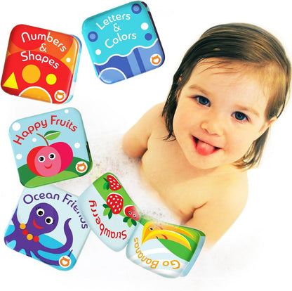 Floating Baby Bath Books Set of 4 - Bath Books for Babies, Infants - Waterproof, Mold-Free Bath
