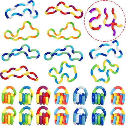 24PCS Quiet Fidget Toys Sensory Fidget Toys for Unique Fidget Experience, Multicolor Twisty Fidget Toys for Relaxation, Brain Imagination Tools, Relax Therapy Educational Toy for Adults,Boys,Girls