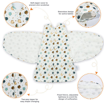 Swaddle-Blanket Baby Girl & Boy Swaddles Newborn Infant Transition 100% Cotton Wrap Blankets, 3-Way Adjustable Wearable Blanket, TOG 1.0 (Owl 0-3 Month)