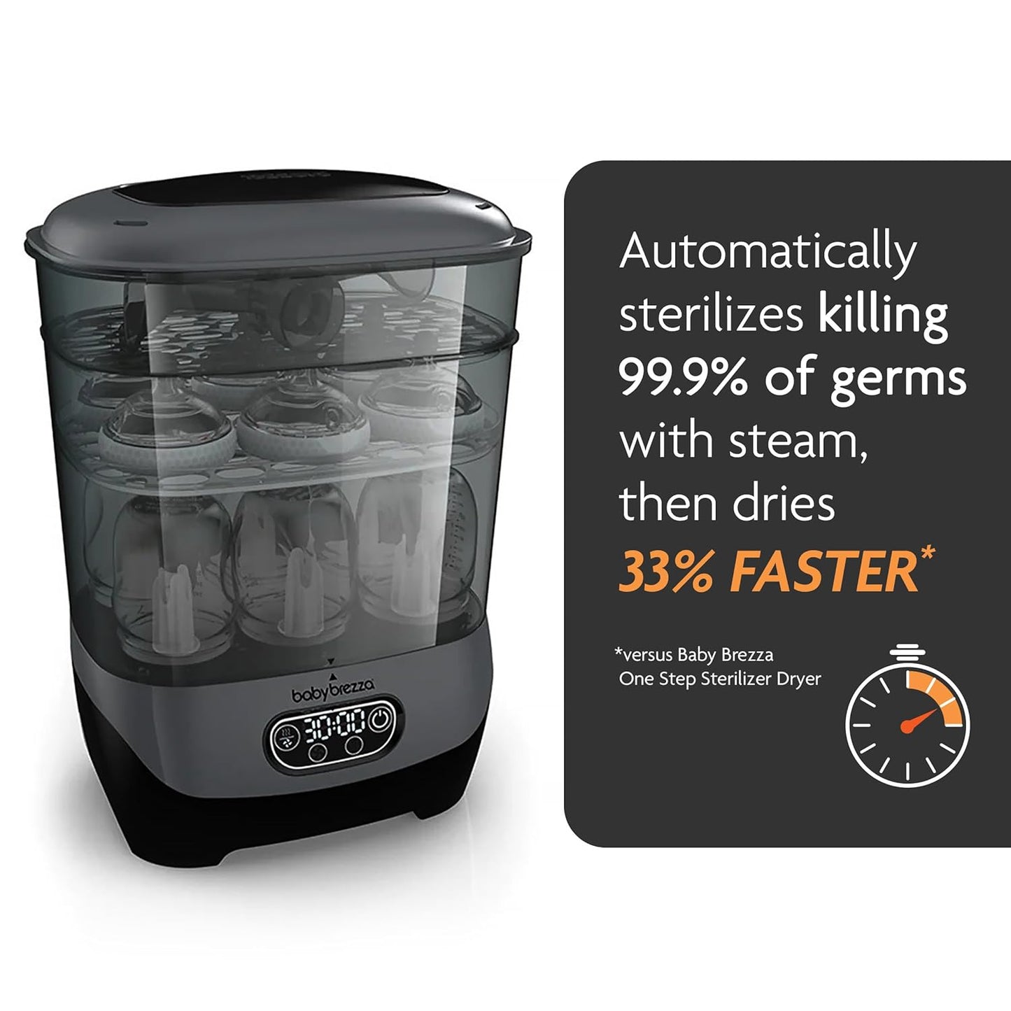 Baby Brezza Bottle Sterilizer and Dryer Advanced – 33% Faster - Largest Capacity Steam Sanitizer