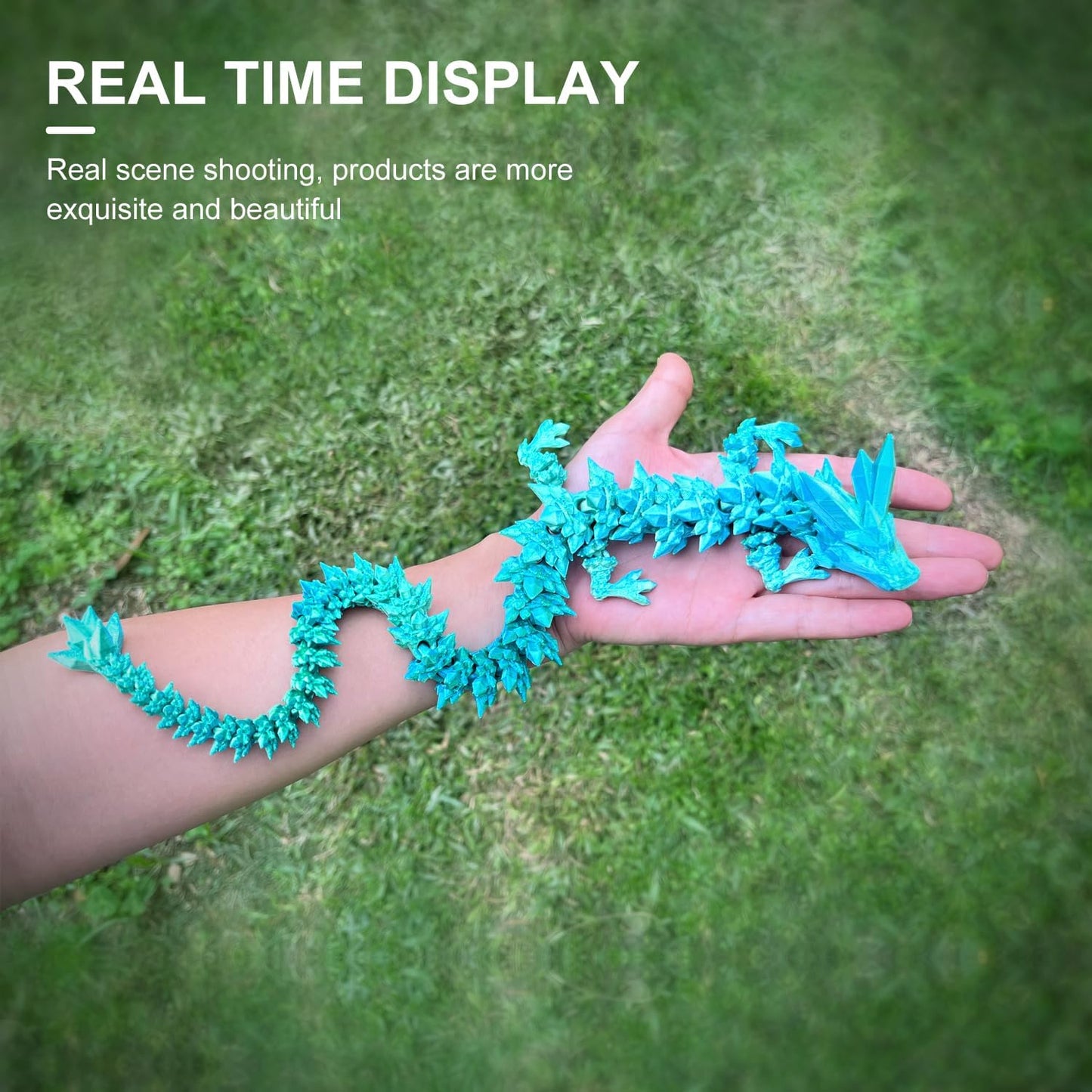 3D Printed Dragon with Dragon Egg 16.5'' Articulated Dragon Crystal Dragon Fidget Dragon Egg Toys Executive Desk Toys (Dragon Only-Rainbow Colour)