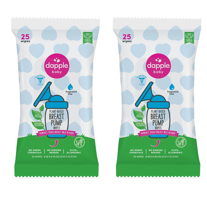 Dapple Breast Pump Wipes, Powered by Plants, Hypoallergenic, Removes Milk Residue, Fragrance Free