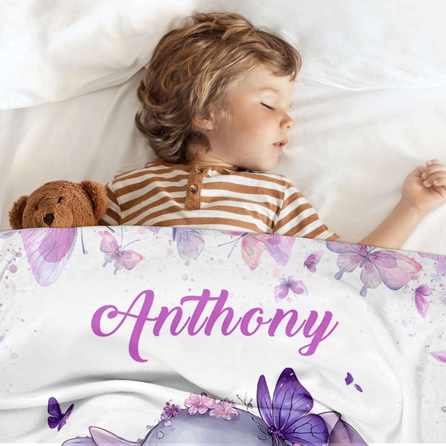 Ship Next Day, Personalized Baby Blankets - Printed in USA, Custom Name Blanket, Baby Blanket with