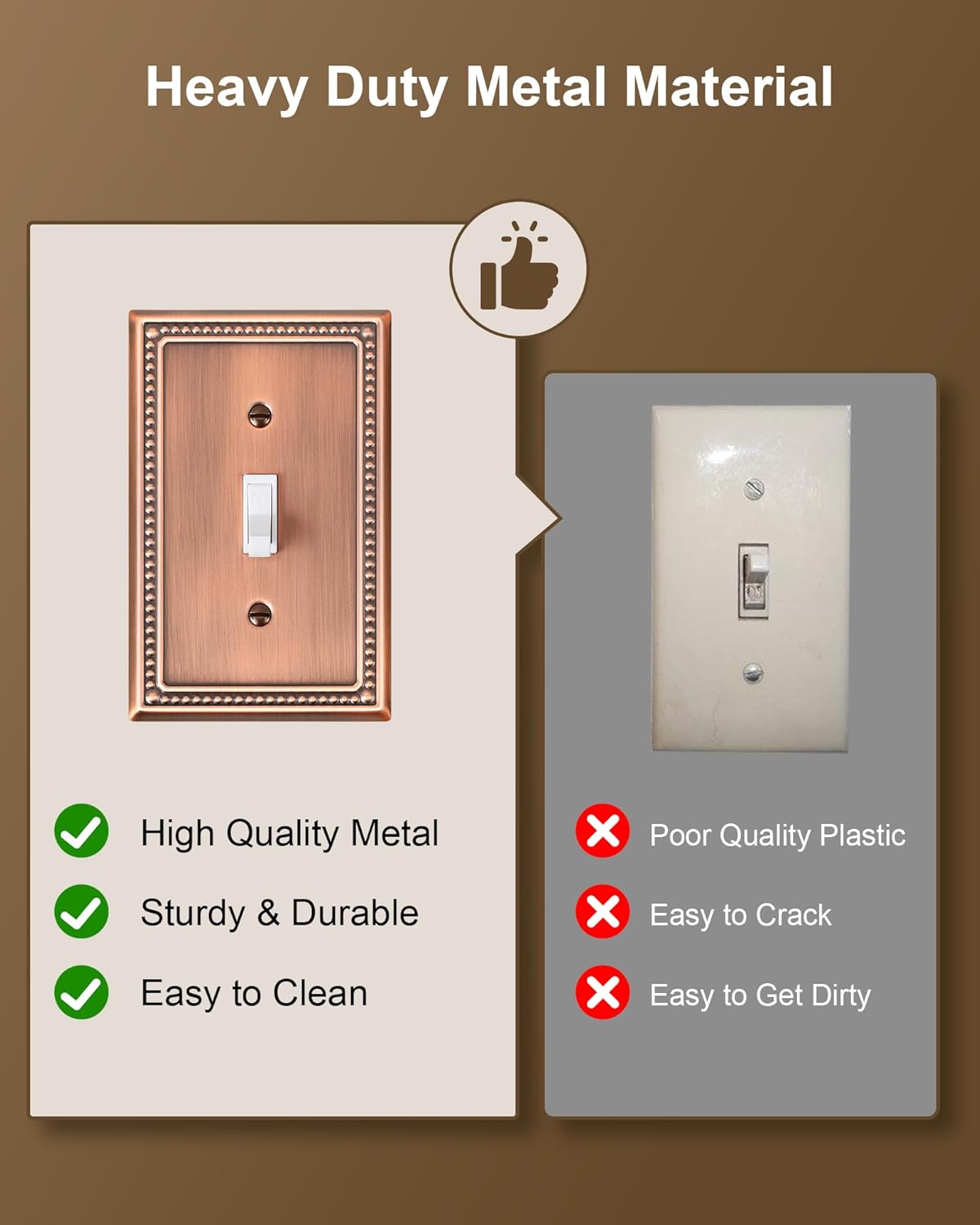 4-Pack Single Toggle Light Switch Cover Plate, Pearls Decorative Switch Plate Covers, Antique
