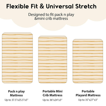Yoofoss Pack and Play Sheets Fitted, Mini Crib Sheets 2-Pack for Pack N Play Mattress, Stretchy