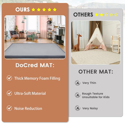 Baby Play Mat for Floor - 1.4" Thick Memory Foam Rug, 80"x70" Playpen Tummy Time Mat, Soft Velvet Nursery Rug, Large Padded Crawling Mat, Cushioned Pads for Playroom Toddlers, Infants, Yoga, Tatami