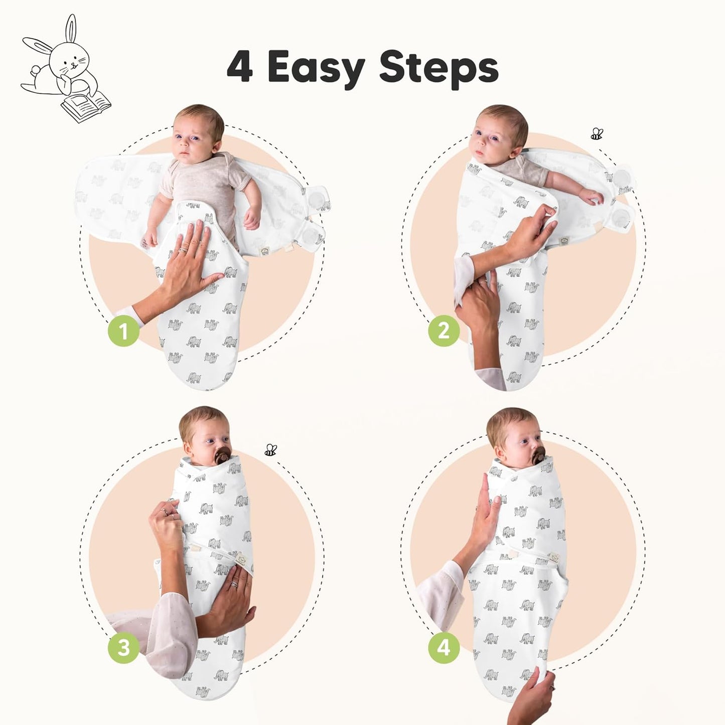 3-Pack Organic Baby Swaddle Sleep Sacks - Swaddles for Newborns, Infant 0-3 Months, Baby Girls