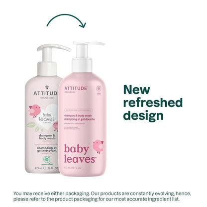 ATTITUDE 2-in-1 Shampoo and Body Wash for Baby, EWG Verified, Dermatologically Tested, Made with