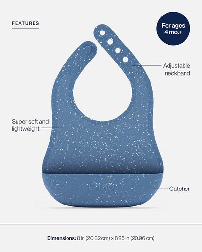Lalo The Bib - Waterproof, Non-Toxic Silicone Baby Bib with Adjustable Neck Band & Silicone Food