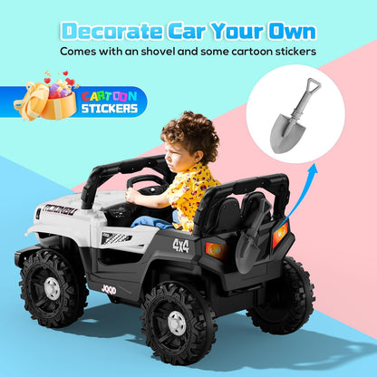 SEALIGHT 12V Kids Ride On Car Truck w/Parent Remote Control, Electric Car for Kids Children Ride On Toy Toddler with Double Doors/Safety Belt/LED Lights/Music Player/Bluetooth