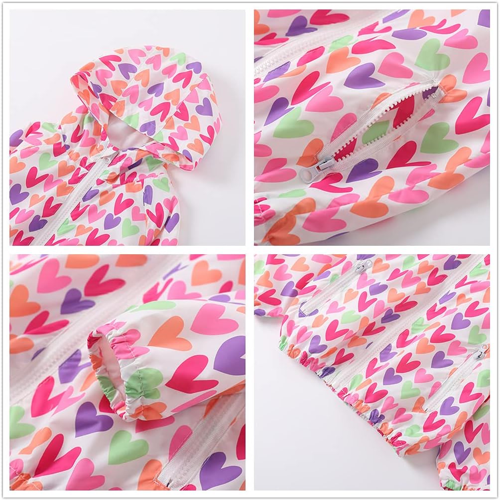 WELAKEN Lightweight Jacket for Girls Kids & Toddler II Girls' Print Water-Resistant Jacket