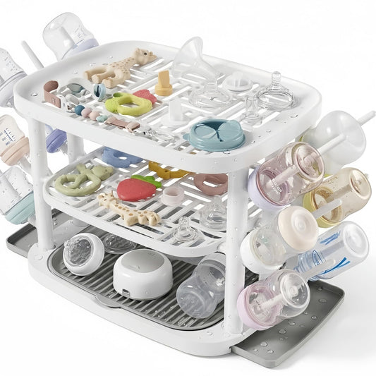 GREENDADI Baby Bottle Drying Rack,3-Tier Large Capacity Countertop Organizer with 360° Ventilation