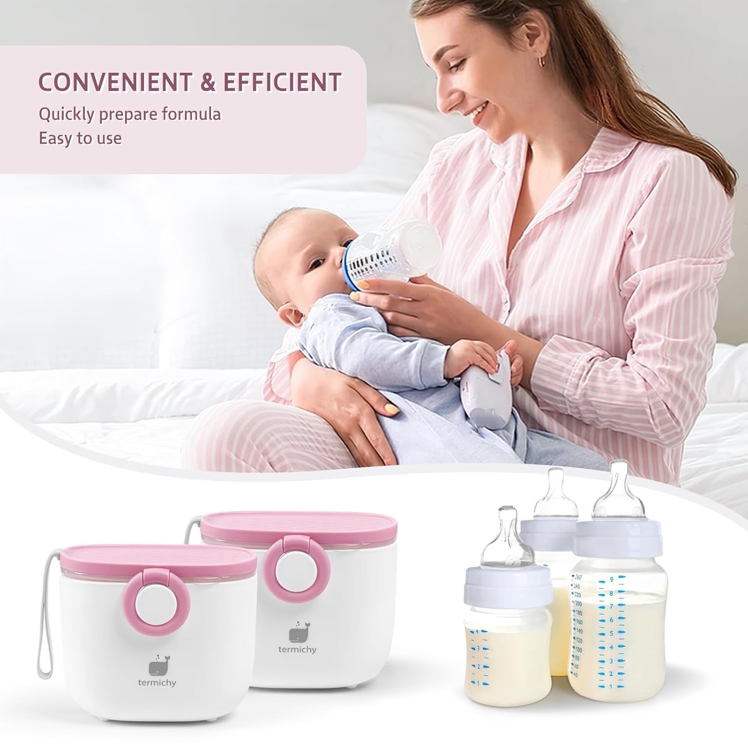 Termichy Baby Formula Dispenser, Portable Milk Powder Dispenser Container with Carry Handle and