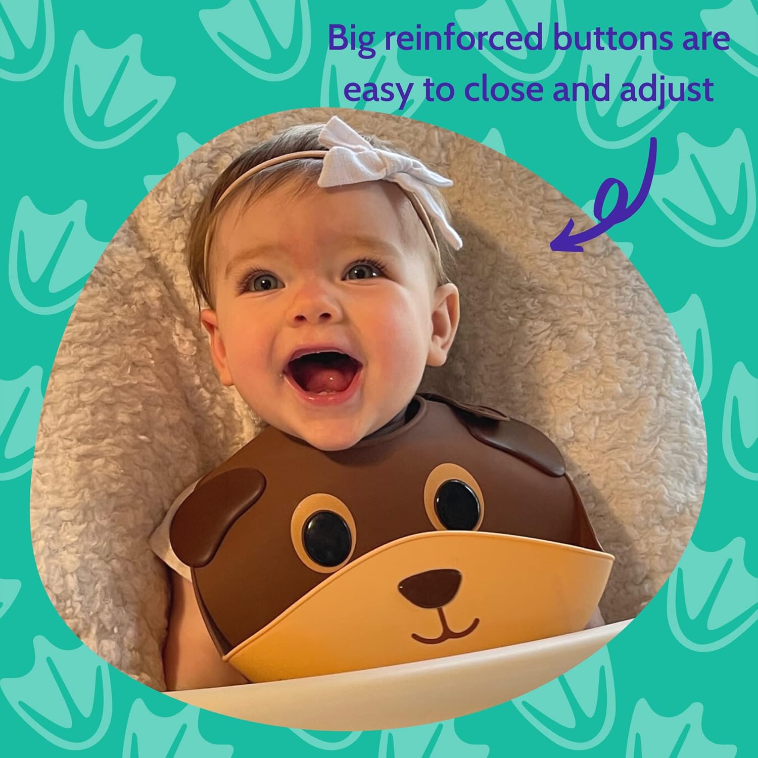 Silly Goose Set of 2 Silicone Animal Baby Bibs for Babies and Toddlers, Waterproof, Adjustable