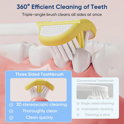 EASICUTI Soft Toddler Toothbrushes, Efficient 3 Sided Toothbrush, Baby Toothbrush 12 Months and up