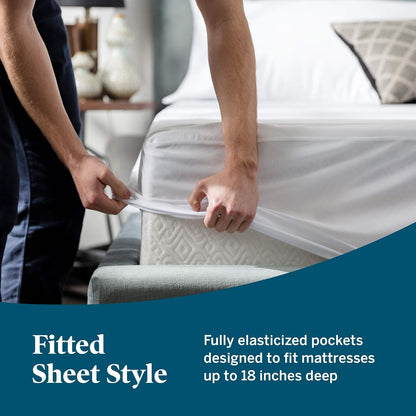 LUCID Premium Rayon from Bamboo Jersey Mattress Protector | Twin XL Size Waterproof Mattress Protector | Ultra Soft, Fitted Sheet Style, White