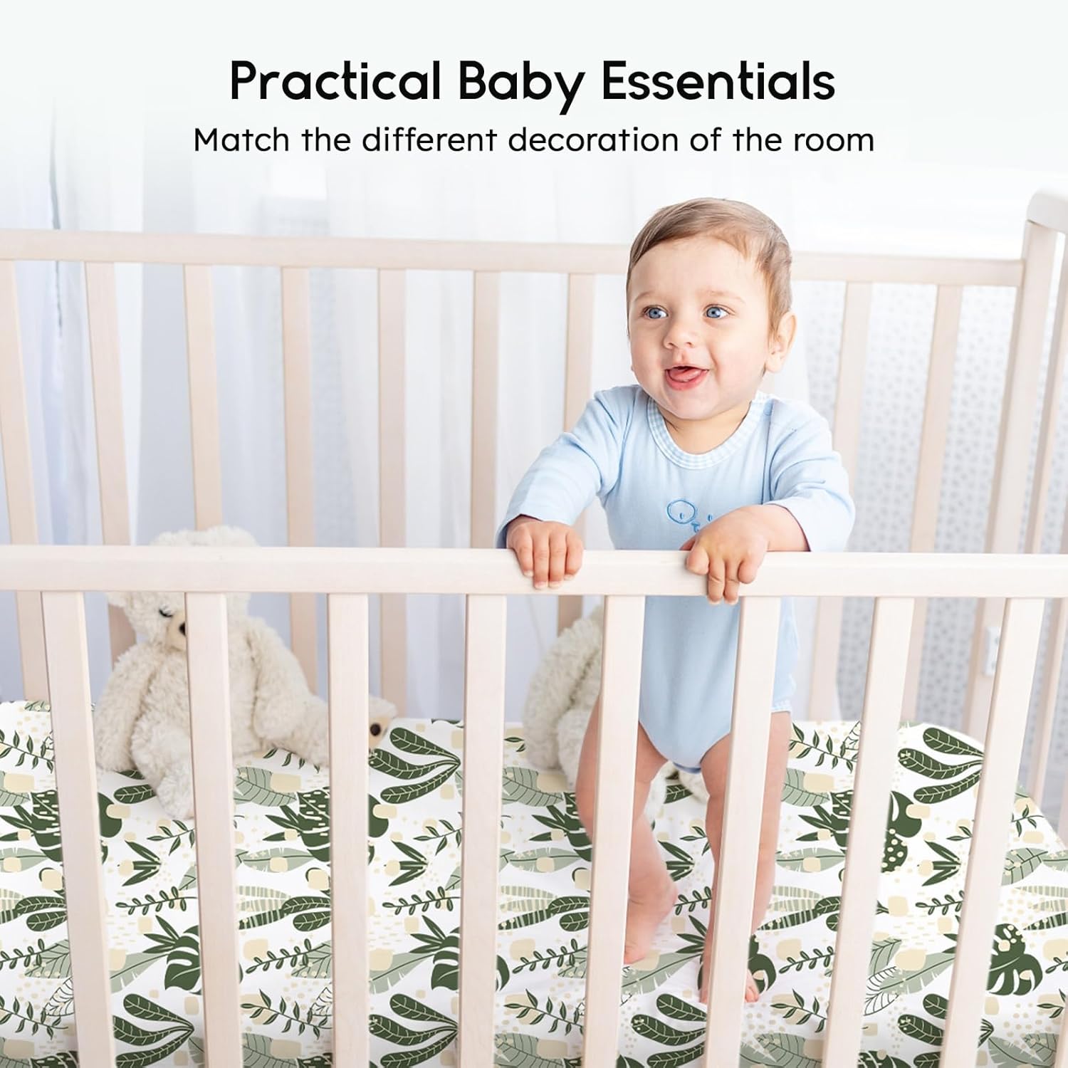 Yoofoss Baby Crib Sheets for Boys Girls, Fitted Crib Sheet 2 Pack for Standard Crib and Toddler