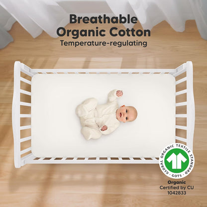 KeaBabies 2-Pack Organic Crib Sheets for Boys, Girls - 52x28 Fitted Crib Mattress Sheet Neutral