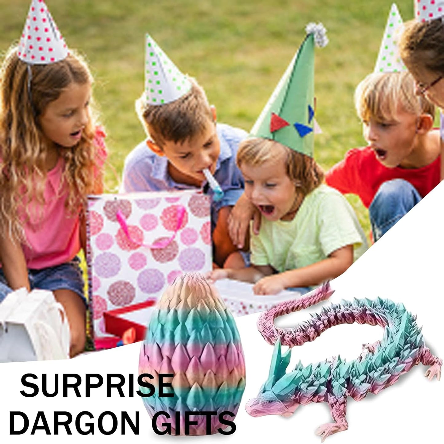 Cessfle 3D Printed Dragon in Egg, Crystal Dragon Eggs with Dragon Inside, Full Articulated Dragon Eggs 3D Dragon Toys, Mystery Dragon Egg for House of Dragon, 3D Printed Animals Fidget Toys