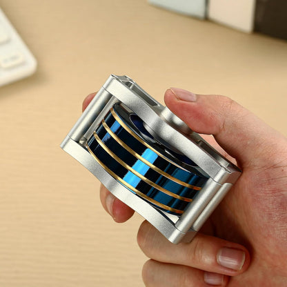 Metal Spinning Top Fidget Toys Perpetual Motion Machine, Silent Spinners Gyro Desk Toys Tech Gadgets for Adults with Anxiety, Kinetic Toy Long Lasting Exceed 30 Mins, Illusion Shiny Blue