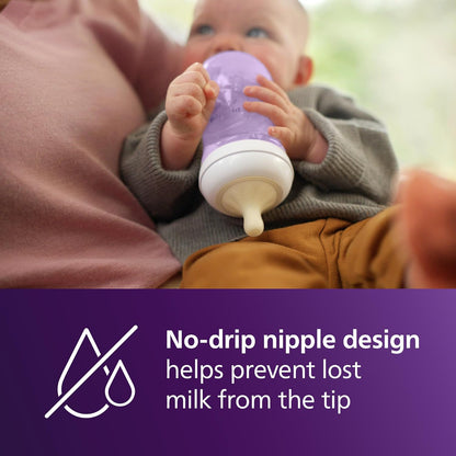 Philips Avent Natural Baby Bottles with Natural Response Nipples (Medium Flow, Flow 3), 9oz