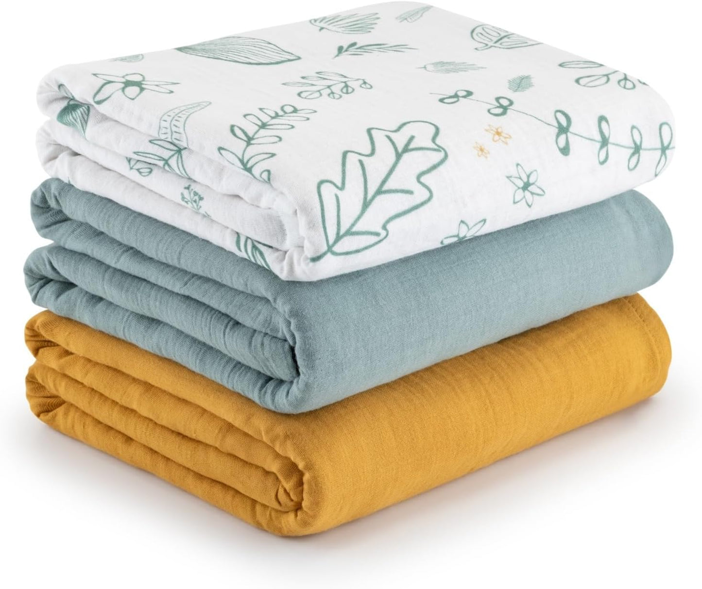 Muslin Swaddle Blankets for Newborns 3 Pack, Soft & Breathable Baby Receiving Blankets 35” x 43”