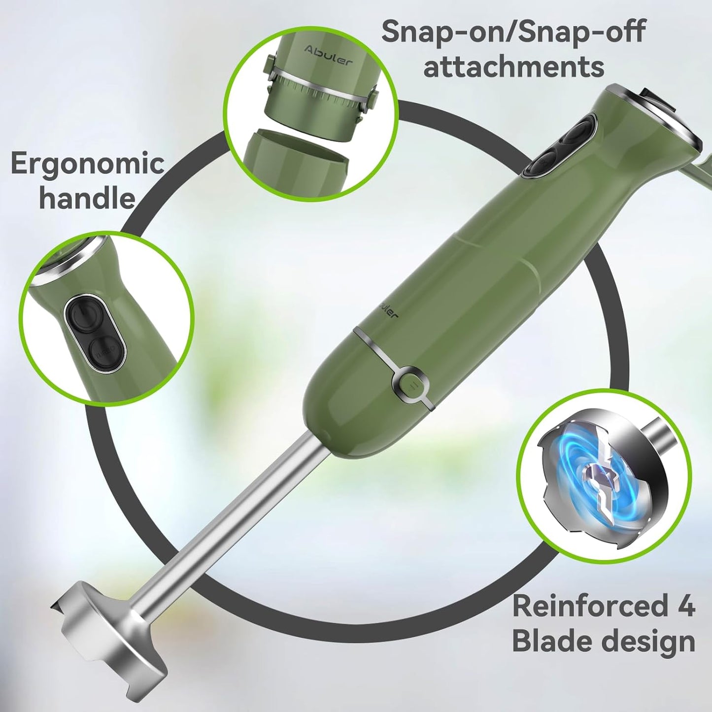 Immersion Blender Handheld 5 in 1 Hand Blender, 1000W Hand Mixer Stick, BPA-Free 12 Speed Handheld