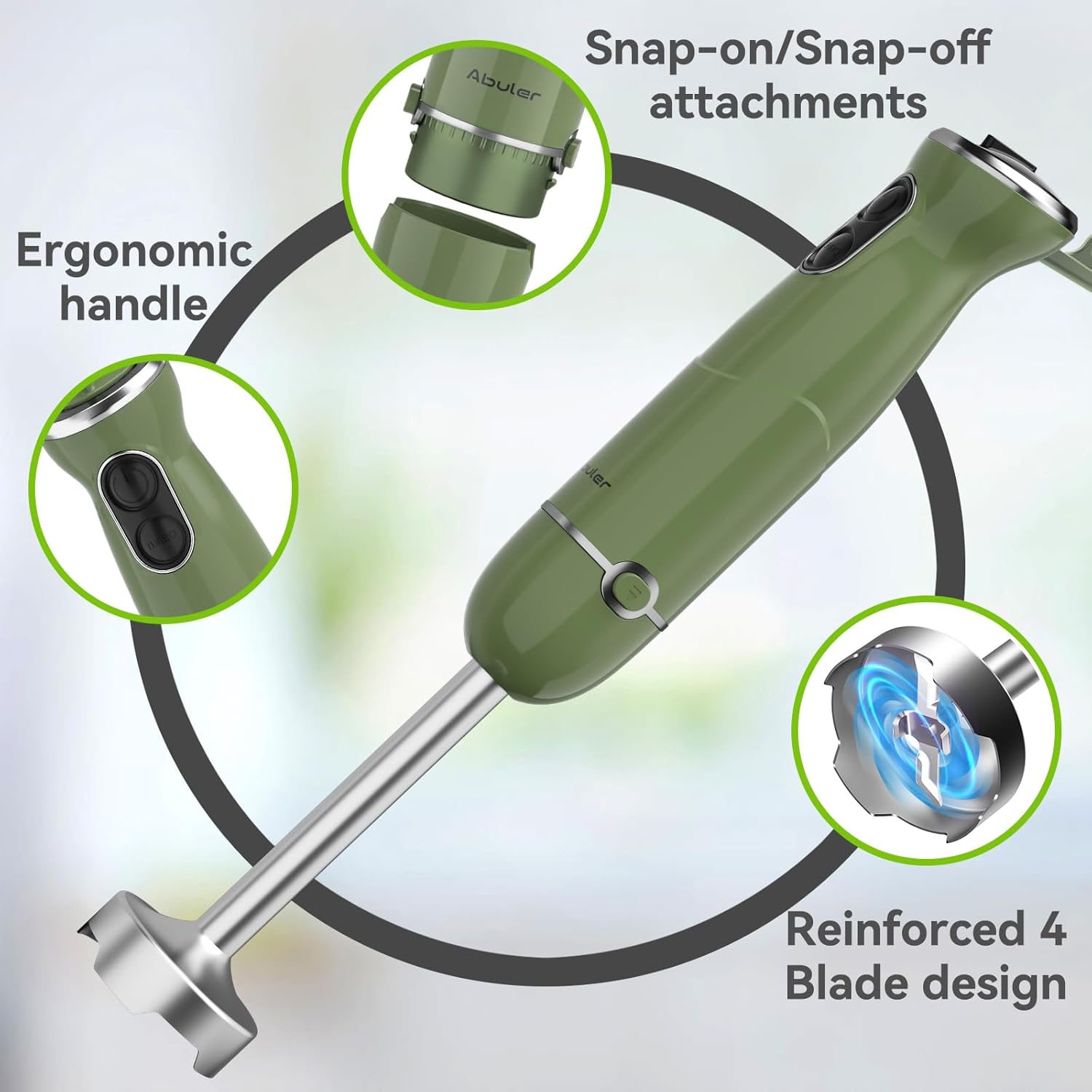 Immersion Blender Handheld 5 in 1 Hand Blender, 1000W Hand Mixer Stick, BPA-Free 12 Speed Handheld