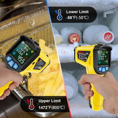 MESTEK Infrared Thermometer Laser Temperature Gun, -58°F to 1472°F (-50~800°C), Non-Contact Digital