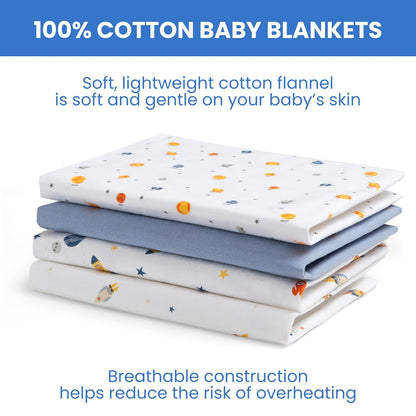 Delta Children 100% Cotton Flannel Baby Receiving Blankets for Girls and Boys – 30x30 Inches (Pack