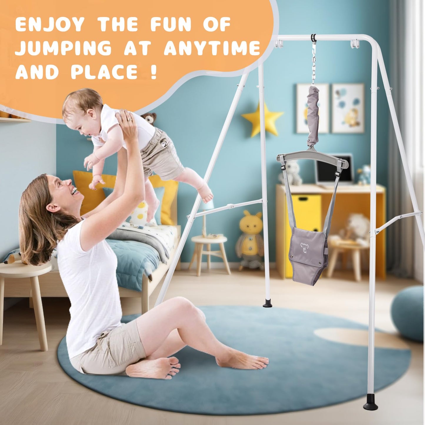 2 in 1 Toddler Swing ＆ Jumper, Swing Set for Indoor and Outdoor Use