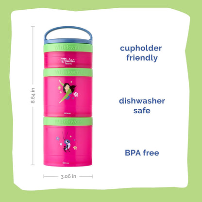 Whiskware Disney Princess Stackable Snack Containers for Kids, 3 Stackable Snack Cups for School