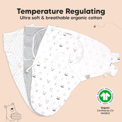 3-Pack Organic Baby Swaddle Sleep Sacks - Swaddles for Newborns, Infant 3-6 Months, Baby Girls