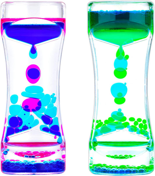 Liquid Motion Bubbler Timer Sensory Toys for Relaxation, Water Timer Fidget Toy for All Age, Motion Bubble Toy Sensory Play for Office Home (Blue Pink & Blue Green, 2 Pack)